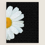 Hello Daisy - White Flower Black Background #decor #society6 #buyart Jigsaw Puzzle Gallery Image 1