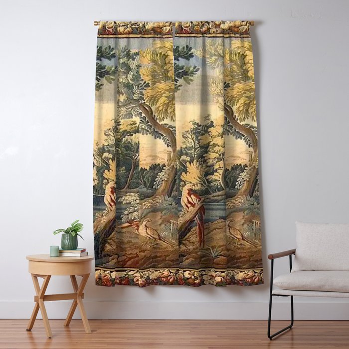 Antique 17th Century French Aubusson Verdure Garden Tapestry Window Curtain Gallery Image 5