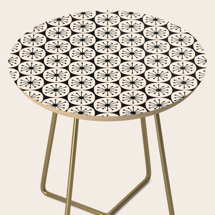 Mid Century Modern Atomic Dots Fun Retro Black and Cream Pattern Side Table Gallery Image 2