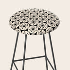 Mid Century Modern Atomic Dots Fun Retro Black and Cream Pattern Stool Gallery Image 2