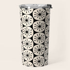 Mid Century Modern Atomic Dots Fun Retro Black and Cream Pattern Travel Mug Gallery Image 2