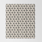 Mid Century Modern Atomic Dots Fun Retro Black and Cream Pattern Throw Blanket Gallery Image 2