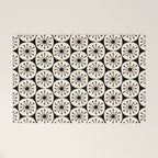 Mid Century Modern Atomic Dots Fun Retro Black and Cream Pattern Welcome Mat Gallery Image 1
