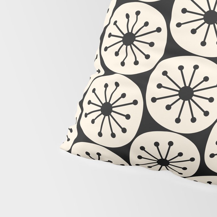 Mid Century Modern Atomic Dots Fun Retro Black and Cream Pattern Pillow Sham Gallery Image 4