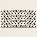 Mid Century Modern Atomic Dots Fun Retro Black and Cream Pattern Desk Mat Gallery Image 3