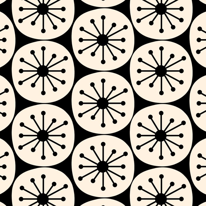 Mid Century Modern Atomic Dots Fun Retro Black and Cream Pattern Coffee Mug Gallery Image 2