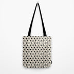 Mid Century Modern Atomic Dots Fun Retro Black and Cream Pattern Tote Bag Gallery Image 2
