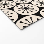 Mid Century Modern Atomic Dots Fun Retro Black and Cream Pattern Welcome Mat Gallery Image 2