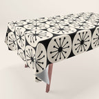 Mid Century Modern Atomic Dots Fun Retro Black and Cream Pattern Tablecloth Gallery Image 1