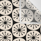 Mid Century Modern Atomic Dots Fun Retro Black and Cream Pattern Wall Tapestry Gallery Image 3