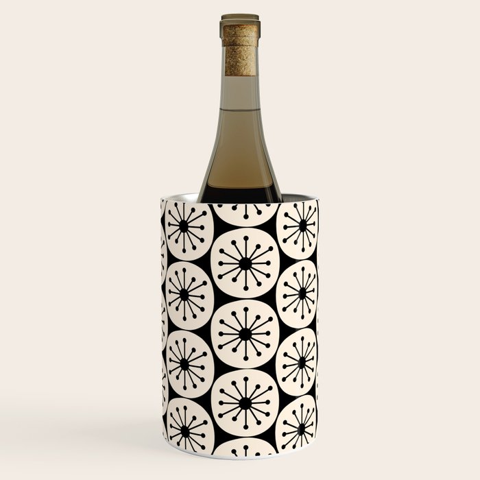 Mid Century Modern Atomic Dots Fun Retro Black and Cream Pattern Wine Chiller Gallery Image 3