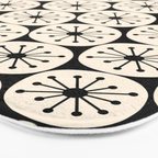 Mid Century Modern Atomic Dots Fun Retro Black and Cream Pattern Bath Mat Gallery Image 3