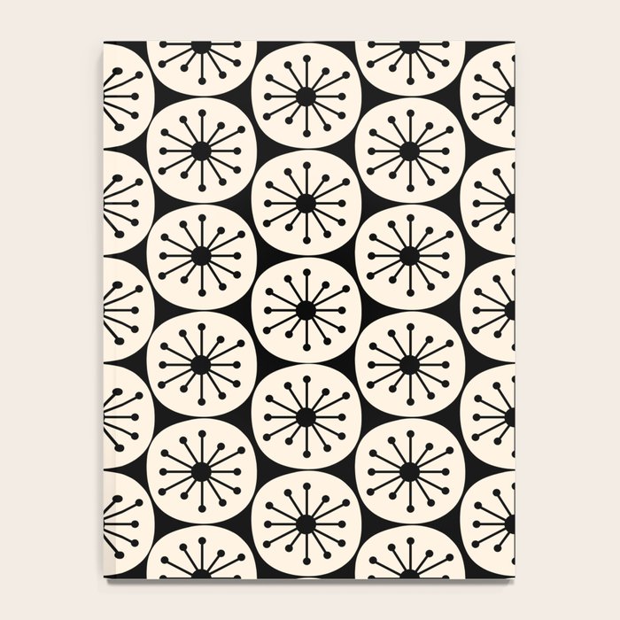 Mid Century Modern Atomic Dots Fun Retro Black and Cream Pattern Notebook Gallery Image 4