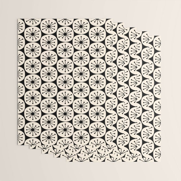 Mid Century Modern Atomic Dots Fun Retro Black and Cream Pattern Wrapping Paper Gallery Image 3
