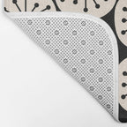 Mid Century Modern Atomic Dots Fun Retro Black and Cream Pattern Bath Mat Gallery Image 2