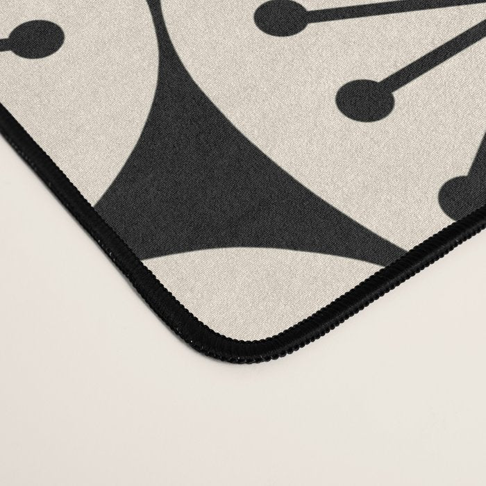 Mid Century Modern Atomic Dots Fun Retro Black and Cream Pattern Desk Mat Gallery Image 4