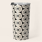 Mid Century Modern Atomic Dots Fun Retro Black and Cream Pattern Travel Mug Gallery Image 3