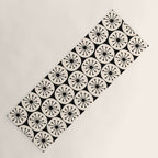 Mid Century Modern Atomic Dots Fun Retro Black and Cream Pattern Yoga Mat Gallery Image 1