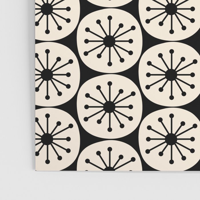 Mid Century Modern Atomic Dots Fun Retro Black and Cream Pattern Poster Gallery Image 3