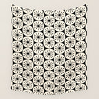 Mid Century Modern Atomic Dots Fun Retro Black and Cream Pattern Wall Tapestry Gallery Image 4
