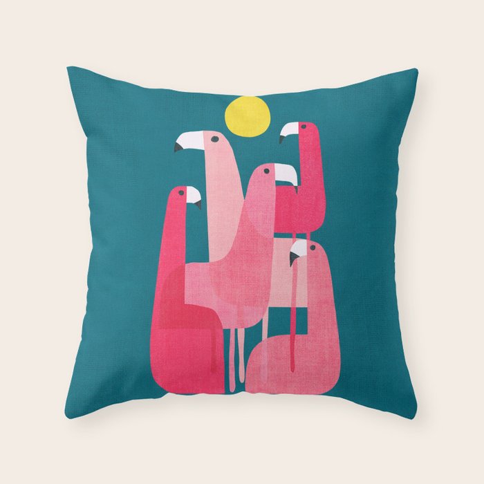 Pink flamingoes Throw Pillow Gallery Image 1
