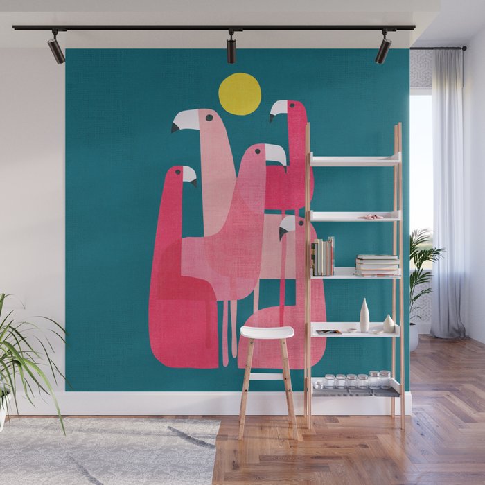 Pink flamingoes Wall Mural Gallery Image 1