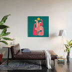 Pink flamingoes Wood Wall Art Gallery Image 2