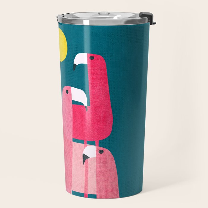 Pink flamingoes Travel Mug Gallery Image 2