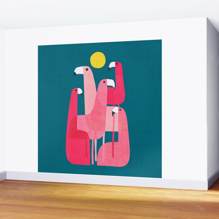 Pink flamingoes Wall Mural Gallery Image 2