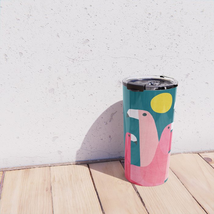 Pink flamingoes Travel Mug Gallery Image 4