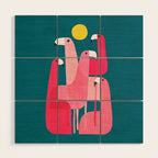 Pink flamingoes Wood Wall Art Gallery Image 1