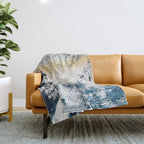 Sunset [1]: a bright, colorful abstract piece in blue, gold, and white by Alyssa Hamilton Art Throw Blanket Gallery Image 1