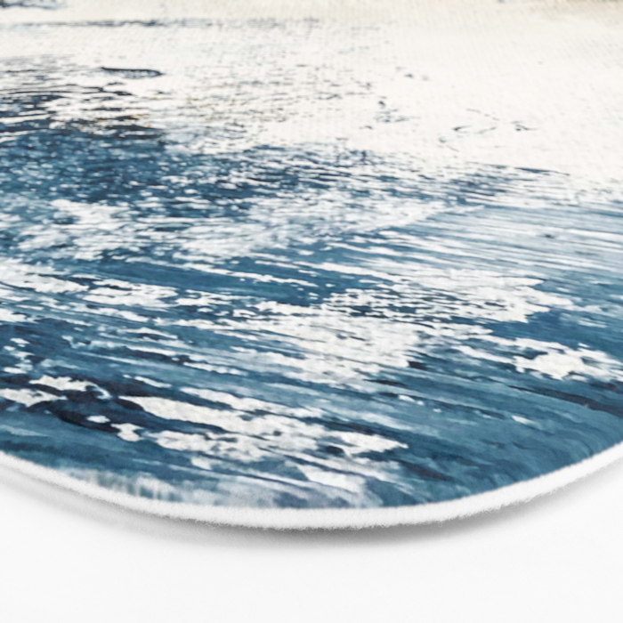 Sunset [1]: a bright, colorful abstract piece in blue, gold, and white by Alyssa Hamilton Art Bath Mat Gallery Image 3