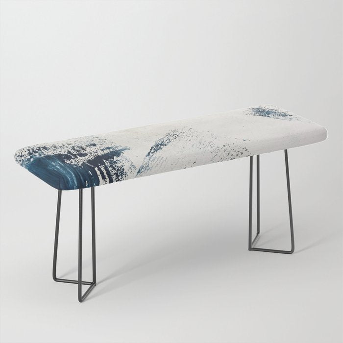 Sunset [1]: a bright, colorful abstract piece in blue, gold, and white by Alyssa Hamilton Art Bench Gallery Image 1