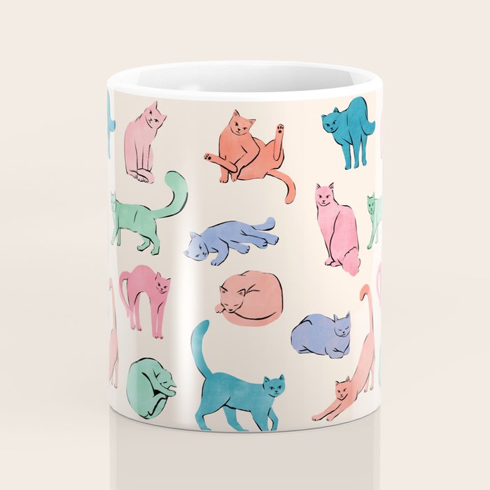 Pastel Cats Coffee Mug Gallery Image 4