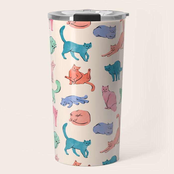 Pastel Cats Travel Mug Gallery Image 1