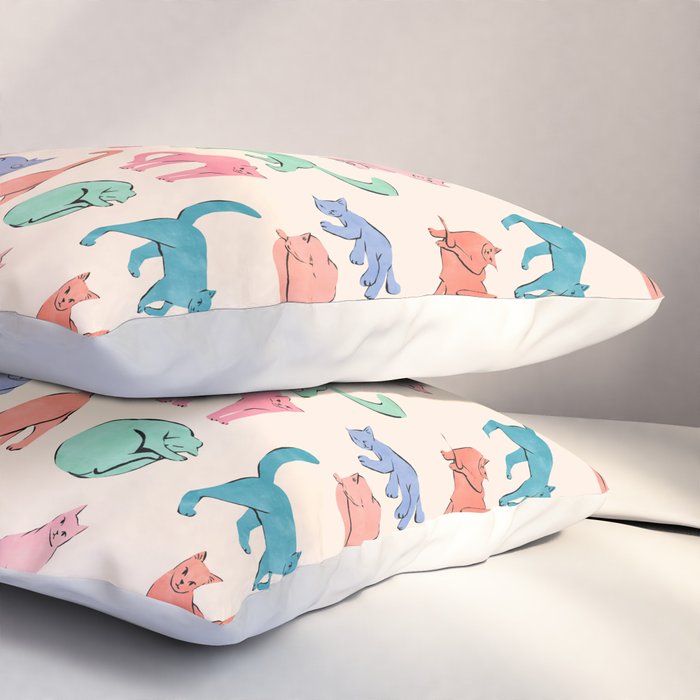 Pastel Cats Pillow Sham Gallery Image 3