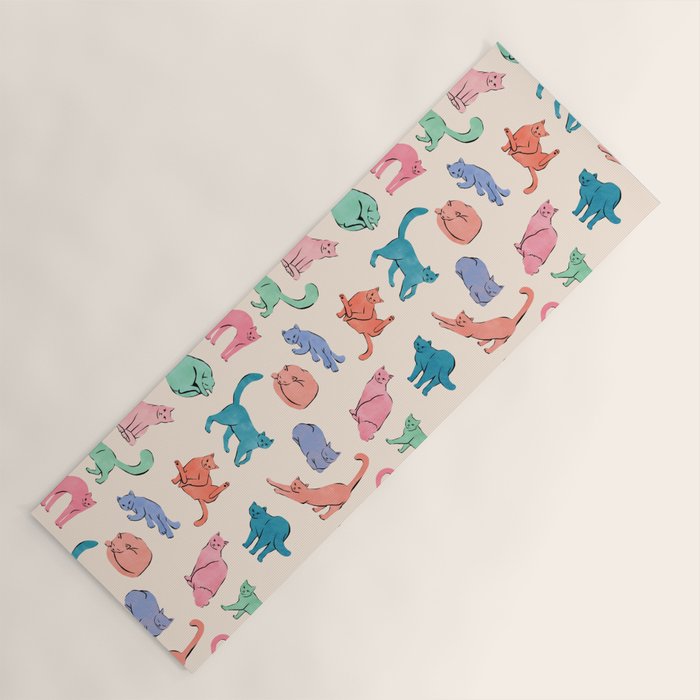 Pastel Cats Yoga Mat Gallery Image 1