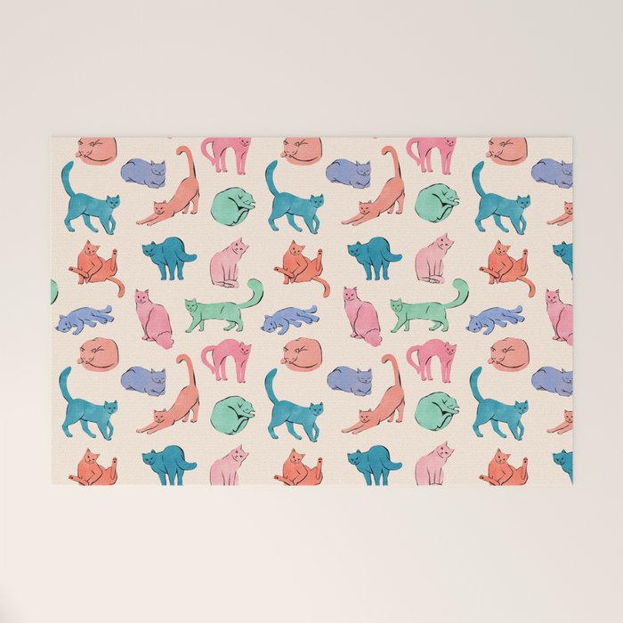 Pastel Cats Welcome Mat Gallery Image 1