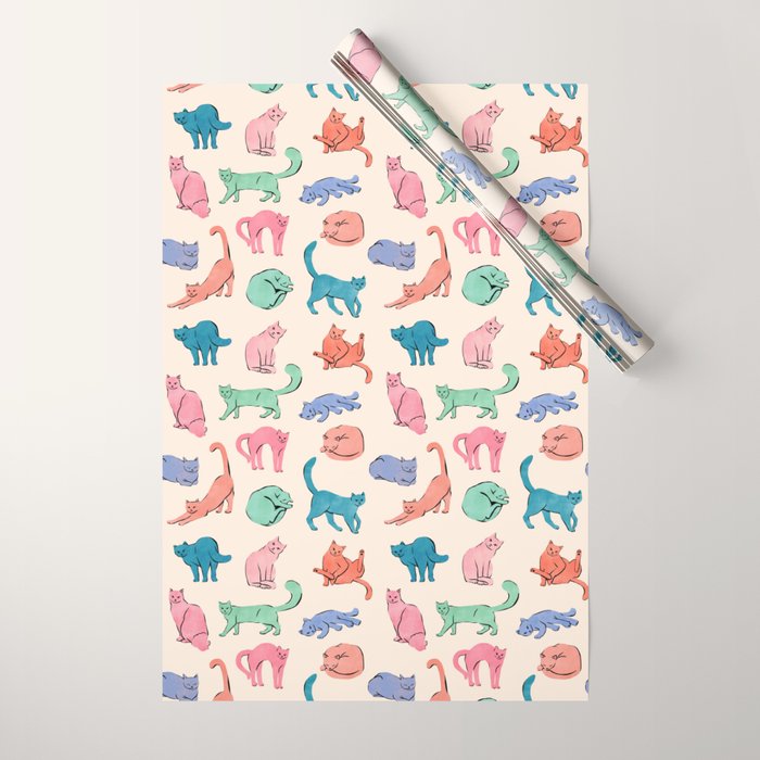Pastel Cats Wrapping Paper Gallery Image 1