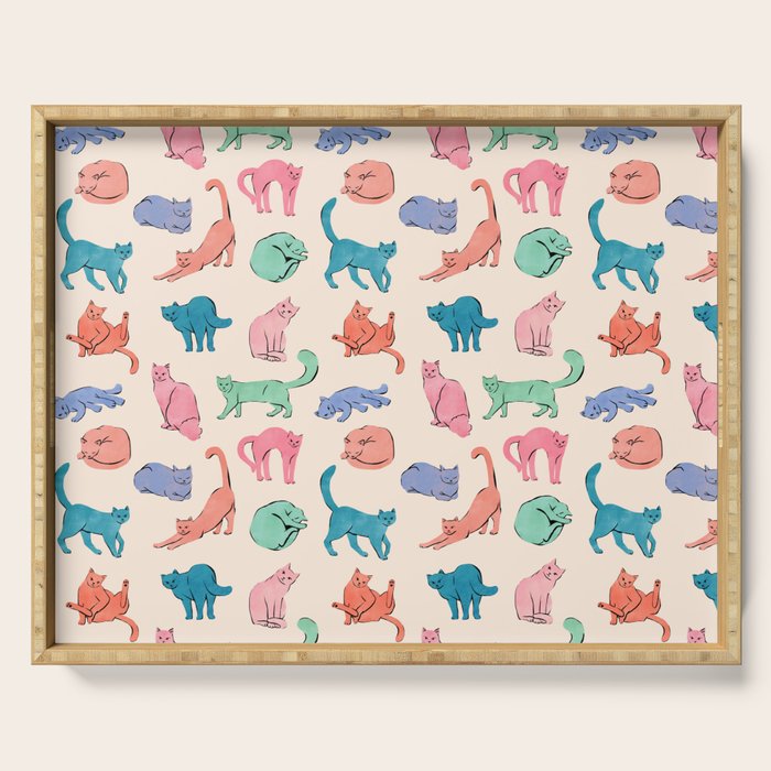 Pastel Cats Serving Tray Gallery Image 1
