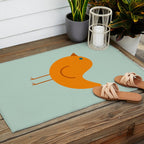 Birdies - Cute Bird Pattern in Orange, Rust, and Light Aqua Outdoor Rug Gallery Image 2