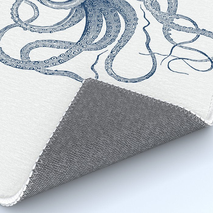 Blue nautical vintage octopus illustration Rug Gallery Image 4
