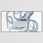 Blue nautical vintage octopus illustration Desk Mat Gallery Image 1