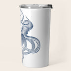 Blue nautical vintage octopus illustration Travel Mug Gallery Image 2