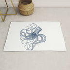 Blue nautical vintage octopus illustration Rug Gallery Image 1
