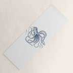 Blue nautical vintage octopus illustration Yoga Mat Gallery Image 1