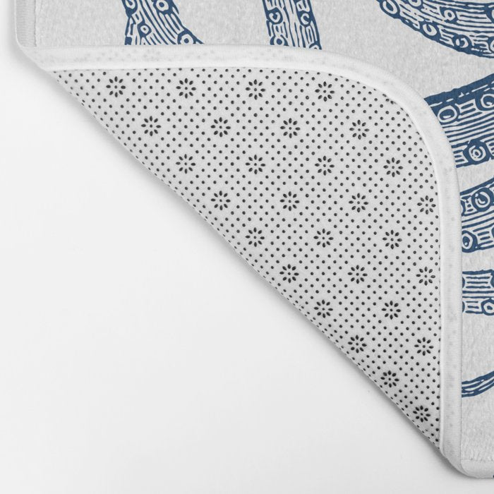 Blue nautical vintage octopus illustration Bath Mat Gallery Image 2