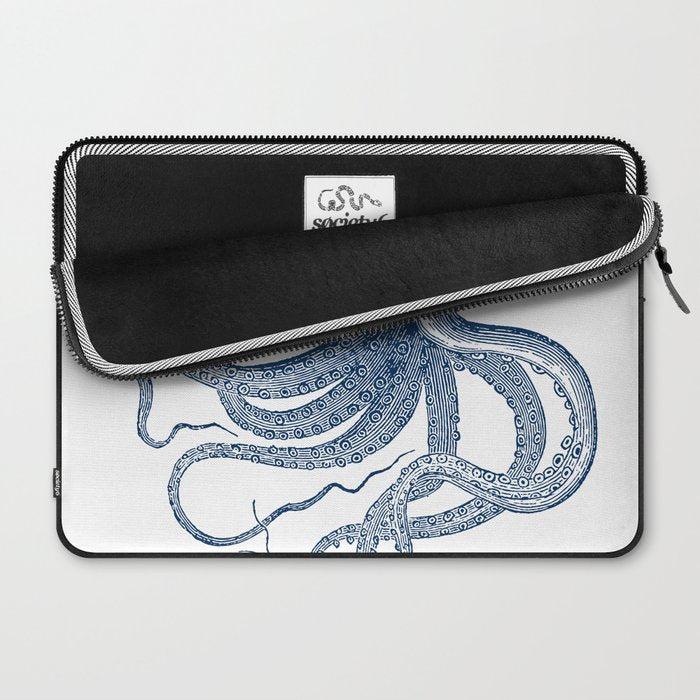 Blue nautical vintage octopus illustration Laptop Sleeve Gallery Image 2