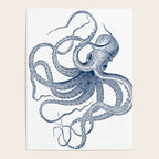 Blue nautical vintage octopus illustration Poster Gallery Image 4